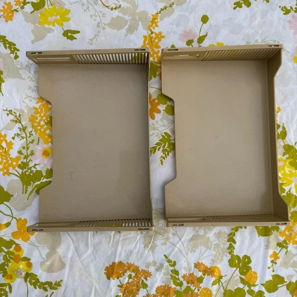 Eldon Office Products Stackable Paper Sorter Set of 2 Tan Plastic Vintage 1960s